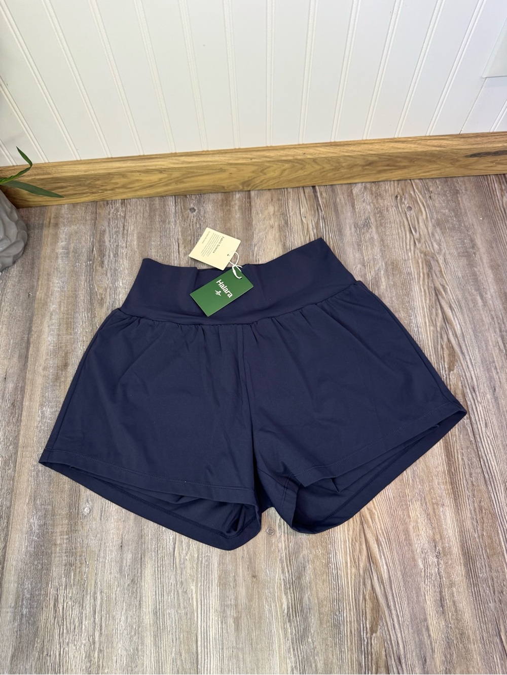 HALARA Women Navy Blue Softlyzero Airy Athletic High Waist Stretch Shorts Large